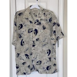 SPLATT Fine Resort Wear Microfiber Men's Size (Large) Leaf Print Hawaiian Shirt